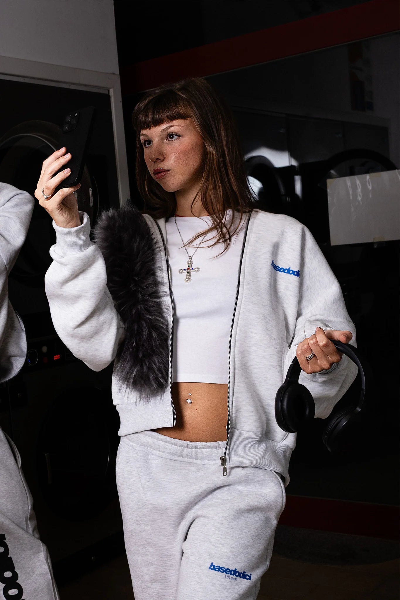 Full Zip "COMFY" Back Logo AshGrey/Blue