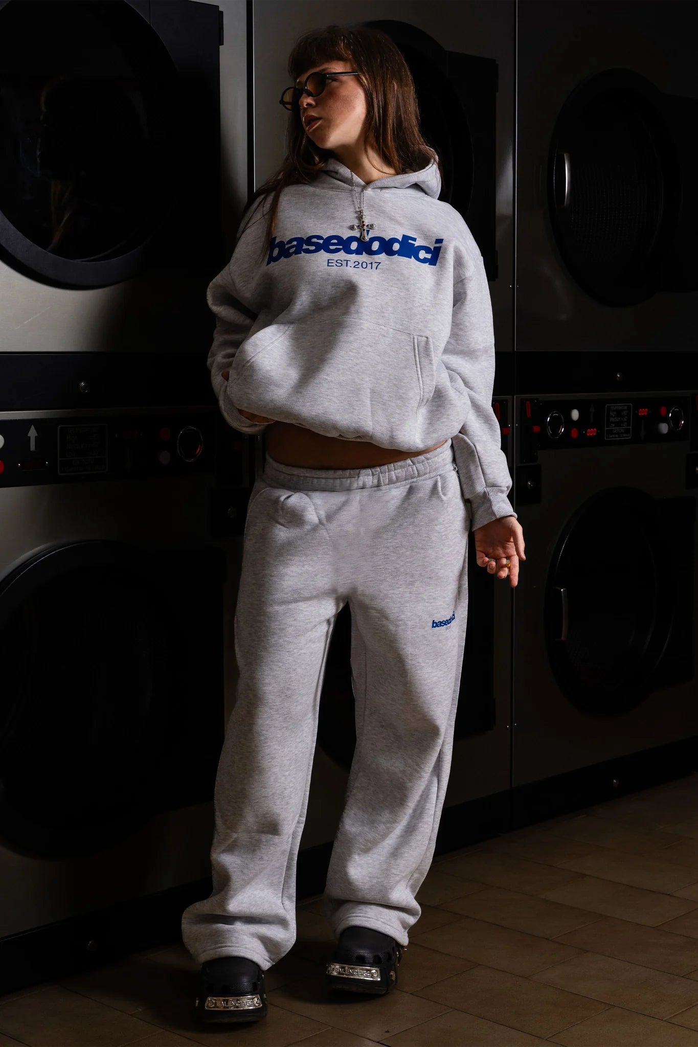 Hoodie "COMFY" Front Logo AshGrey/Blue