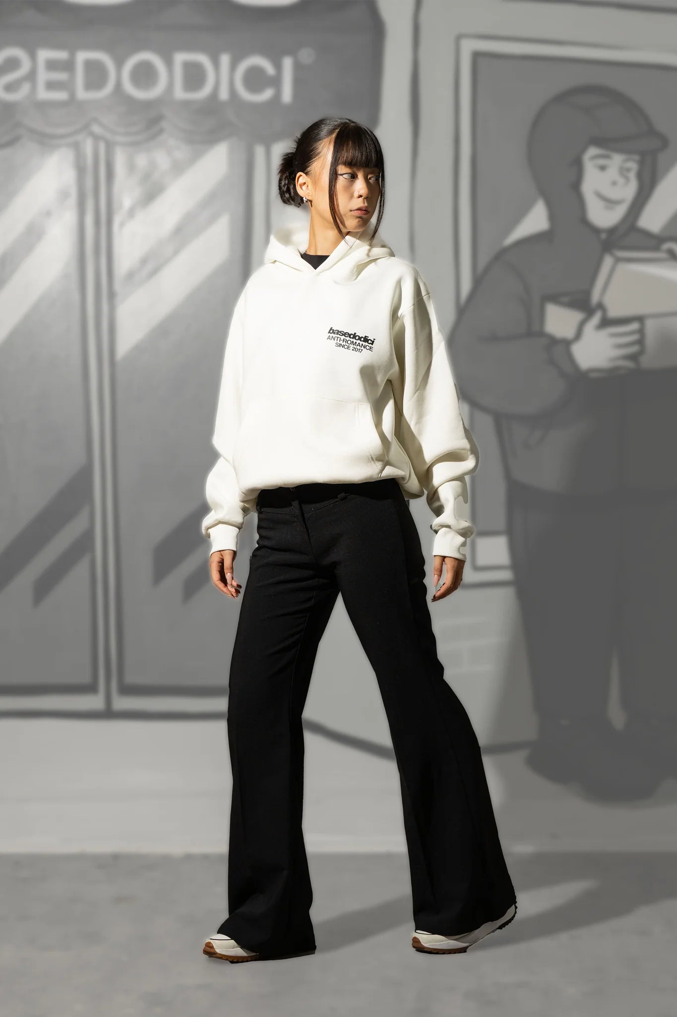 Hoodie "KILLED ROMANCE" White/Black
