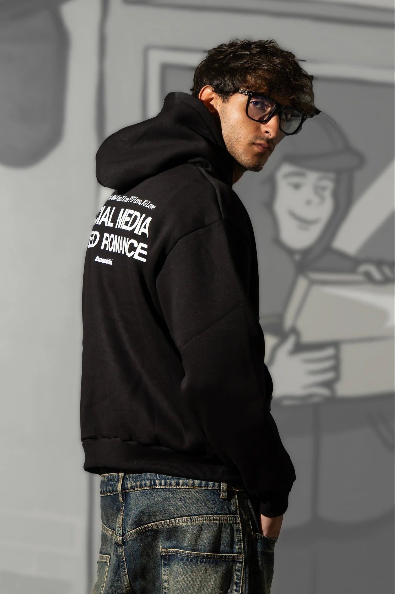 Hoodie "KILLED ROMANCE" Black/White