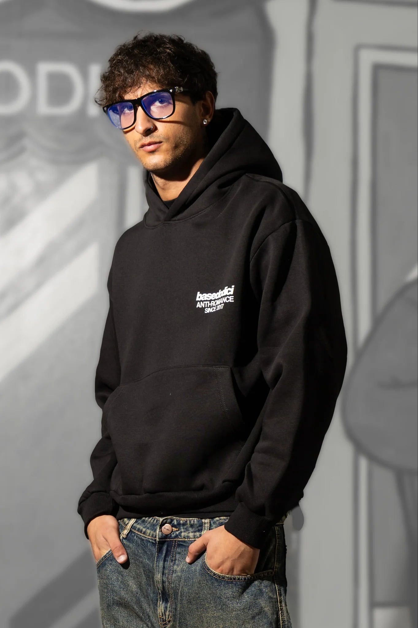 Hoodie "KILLED ROMANCE" Black/White