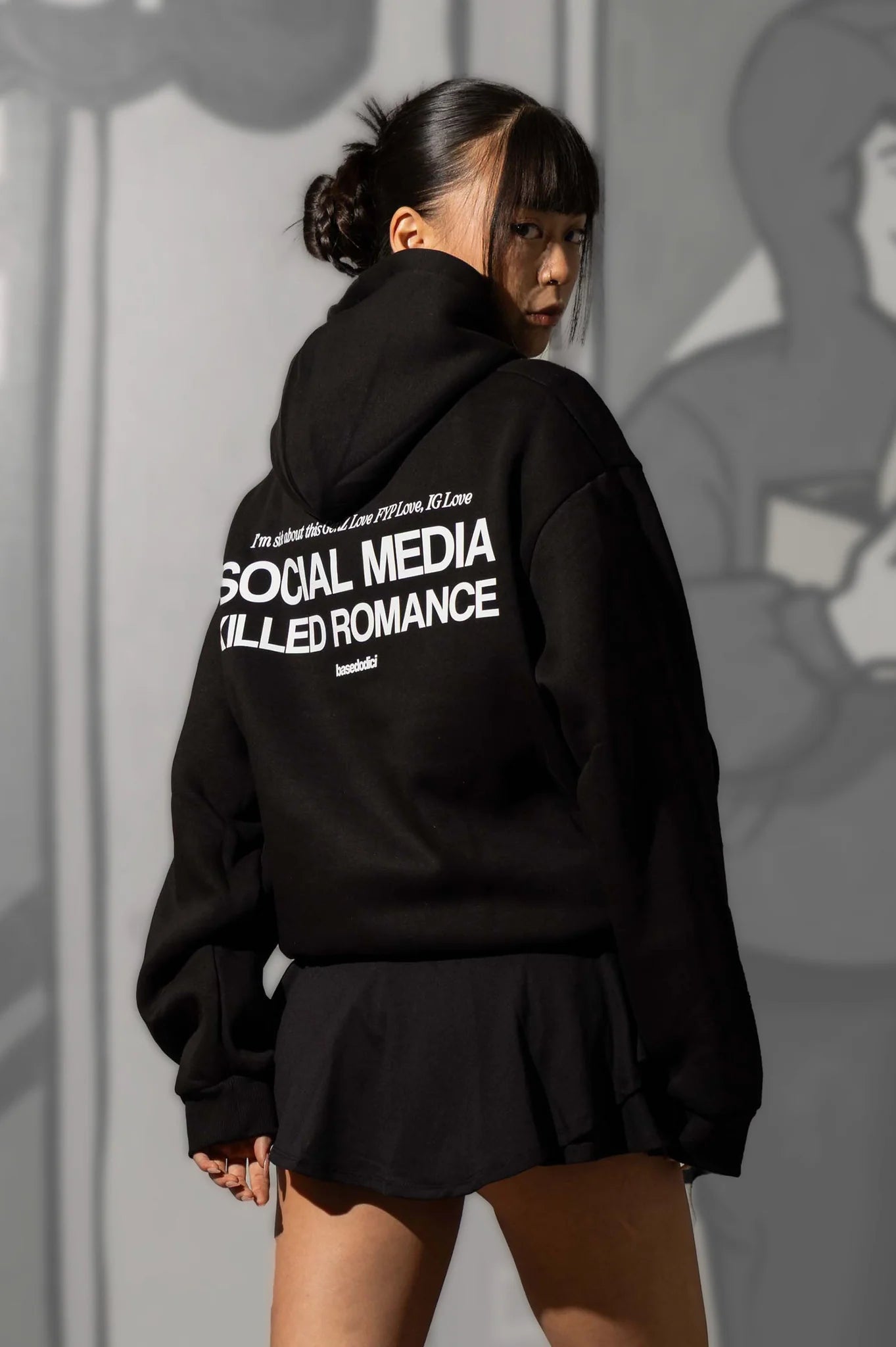 Hoodie "KILLED ROMANCE" Black/White