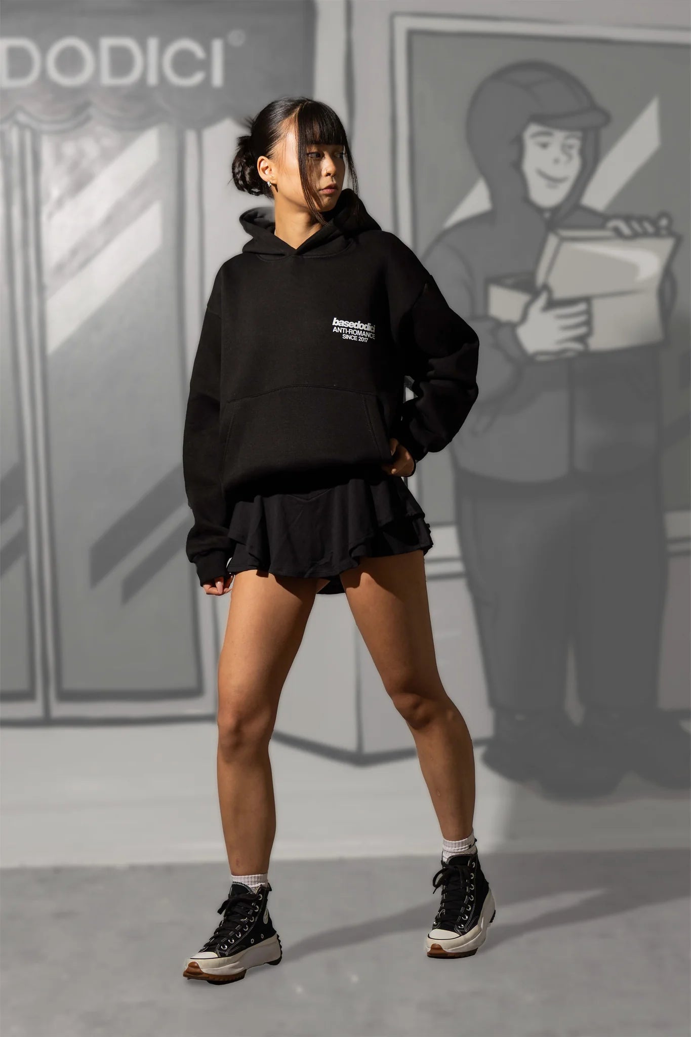 Hoodie "KILLED ROMANCE" Black/White